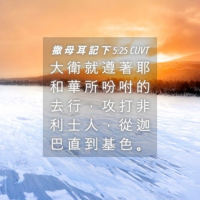 Picture 04 - 撒 母 耳 記 下 5:25 CUVT - 大 衛 就 遵 著 耶 和 華 所 吩 咐 的 - Bible Verse Picture