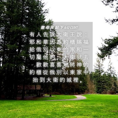 Picture 04 - 撒 母 耳 記 下 6:12 CUVT - 有 人 告 訴 大 衛 王 說 ： 耶 和 華 - Bible Verse Picture