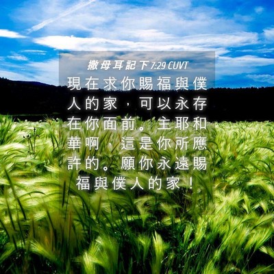 Picture 04 - 撒 母 耳 記 下 7:29 CUVT - 現 在 求 你 賜 福 與 僕 人 的 家 ， - Bible Verse Picture