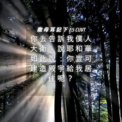 Picture 04 - 撒 母 耳 記 下 7:5 CUVT - 你 去 告 訴 我 僕 人 大 衛 ， 說 耶 - Bible Verse Picture