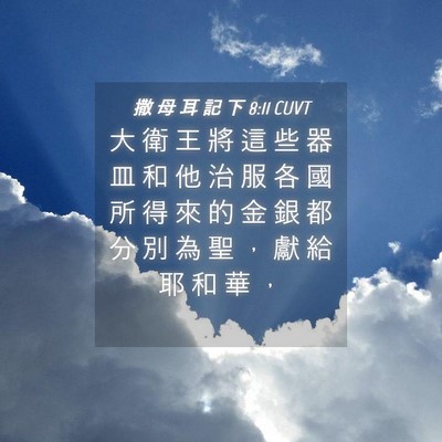 Picture 04 - 撒 母 耳 記 下 8:11 CUVT - 大 衛 王 將 這 些 器 皿 和 他 治 服 - Bible Verse Picture