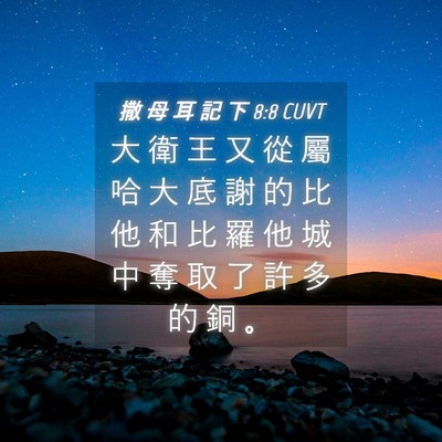 Picture 04 - 撒 母 耳 記 下 8:8 CUVT - 大 衛 王 又 從 屬 哈 大 底 謝 的 比 - Bible Verse Picture