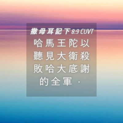 Picture 04 - 撒 母 耳 記 下 8:9 CUVT - 哈 馬 王 陀 以 聽 見 大 衛 殺 敗 哈 - Bible Verse Picture