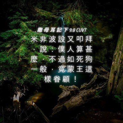 Picture 04 - 撒 母 耳 記 下 9:8 CUVT - 米 非 波 設 又 叩 拜 ， 說 ： 僕 人 - Bible Verse Picture