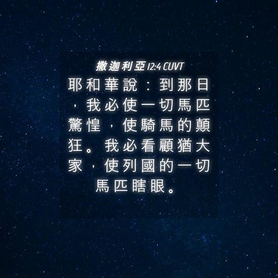 Picture 04 - 撒 迦 利 亞 12:4 CUVT - 耶 和 華 說 ： 到 那 日 ， 我 必 使 - Bible Verse Picture