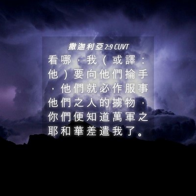 Picture 04 - 撒 迦 利 亞 2:9 CUVT - 看 哪 ， 我 （ 或 譯 ： 他 ） 要 向 - Bible Verse Picture
