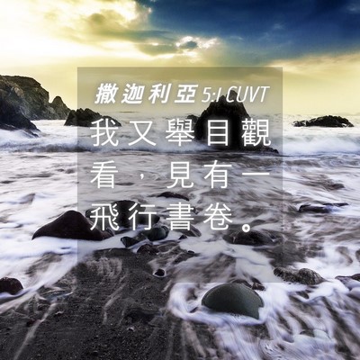 Picture 04 - 撒 迦 利 亞 5:1 CUVT - 我 又 舉 目 觀 看 ， 見 有 一 飛 行 - Bible Verse Picture