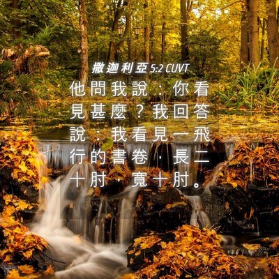 Picture 04 - 撒 迦 利 亞 5:2 CUVT - 他 問 我 說 ： 你 看 見 甚 麼 ？ 我 - Bible Verse Picture