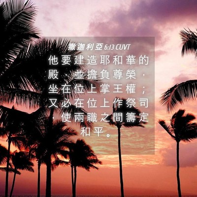 Picture 04 - 撒 迦 利 亞 6:13 CUVT - 他 要 建 造 耶 和 華 的 殿 ， 並 擔 - Bible Verse Picture