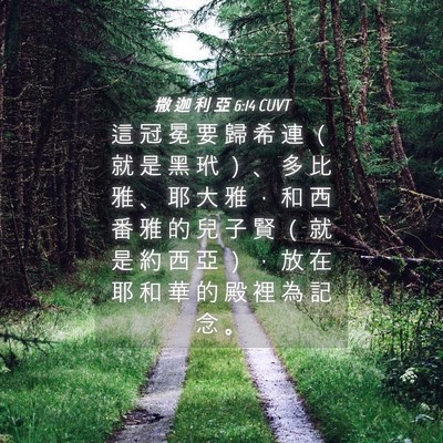 Picture 04 - 撒 迦 利 亞 6:14 CUVT - 這 冠 冕 要 歸 希 連 （ 就 是 黑 玳 - Bible Verse Picture