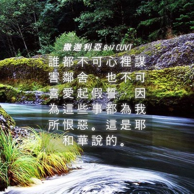 Picture 04 - 撒 迦 利 亞 8:17 CUVT - 誰 都 不 可 心 裡 謀 害 鄰 舍 ， 也 - Bible Verse Picture