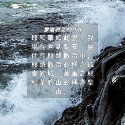 Picture 04 - 撒 迦 利 亞 8:3 CUVT - 耶 和 華 如 此 說 ： 我 現 在 回 到 - Bible Verse Picture