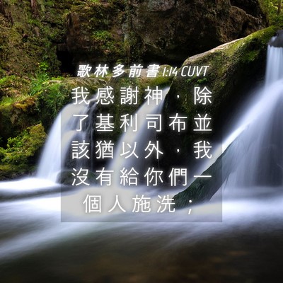 Picture 04 - 歌 林 多 前 書 1:14 CUVT - 我 感 謝 神 ， 除 了 基 利 司 布 並 - Bible Verse Picture