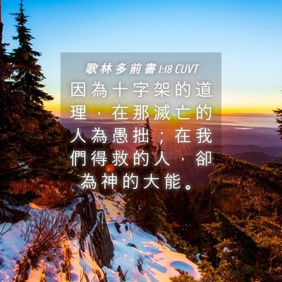 Picture 04 - 歌 林 多 前 書 1:18 CUVT - 因 為 十 字 架 的 道 理 ， 在 那 滅 - Bible Verse Picture