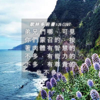 Picture 04 - 歌 林 多 前 書 1:26 CUVT - 弟 兄 們 哪 ， 可 見 你 們 蒙 召 的 - Bible Verse Picture
