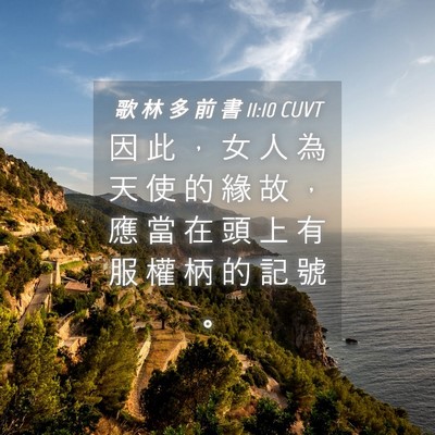 Picture 04 - 歌 林 多 前 書 11:10 CUVT - 因 此 ， 女 人 為 天 使 的 緣 故 ， - Bible Verse Picture