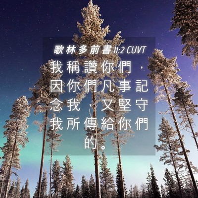 Picture 04 - 歌 林 多 前 書 11:2 CUVT - 我 稱 讚 你 們 ， 因 你 們 凡 事 記 - Bible Verse Picture