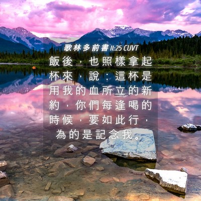 Picture 04 - 歌 林 多 前 書 11:25 CUVT - 飯 後 ， 也 照 樣 拿 起 杯 來 ， 說 - Bible Verse Picture