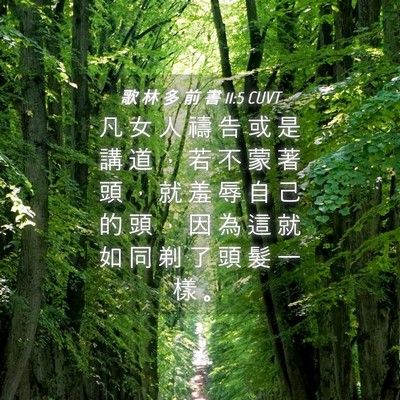 Picture 04 - 歌 林 多 前 書 11:5 CUVT - 凡 女 人 禱 告 或 是 講 道 ， 若 不 - Bible Verse Picture