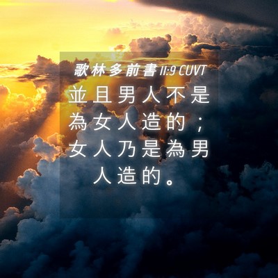Picture 04 - 歌 林 多 前 書 11:9 CUVT - 並 且 男 人 不 是 為 女 人 造 的 ； - Bible Verse Picture
