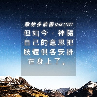 Picture 04 - 歌 林 多 前 書 12:18 CUVT - 但 如 今 ， 神 隨 自 己 的 意 思 把 - Bible Verse Picture