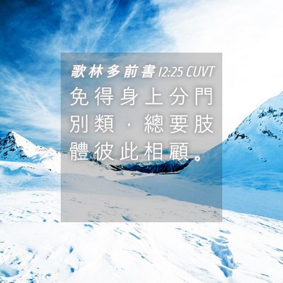 Picture 04 - 歌 林 多 前 書 12:25 CUVT - 免 得 身 上 分 門 別 類 ， 總 要 肢 - Bible Verse Picture
