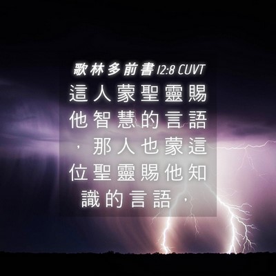 Picture 04 - 歌 林 多 前 書 12:8 CUVT - 這 人 蒙 聖 靈 賜 他 智 慧 的 言 語 - Bible Verse Picture