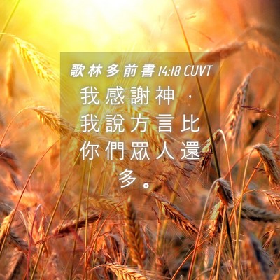 Picture 04 - 歌 林 多 前 書 14:18 CUVT - 我 感 謝 神 ， 我 說 方 言 比 你 們 - Bible Verse Picture