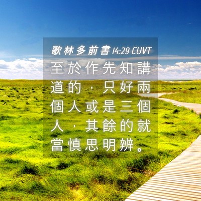 Picture 04 - 歌 林 多 前 書 14:29 CUVT - 至 於 作 先 知 講 道 的 ， 只 好 兩 - Bible Verse Picture