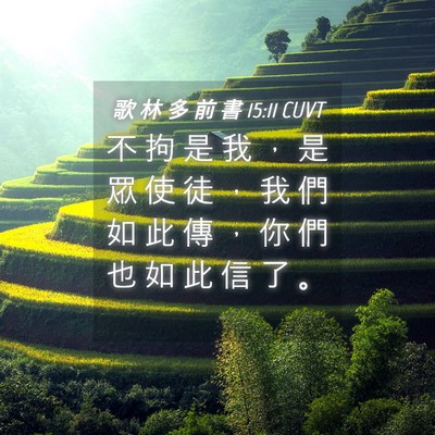 Picture 04 - 歌 林 多 前 書 15:11 CUVT - 不 拘 是 我 ， 是 眾 使 徒 ， 我 們 - Bible Verse Picture