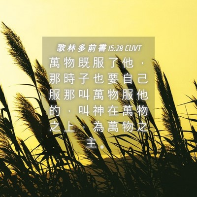 Picture 04 - 歌 林 多 前 書 15:28 CUVT - 萬 物 既 服 了 他 ， 那 時 子 也 要 - Bible Verse Picture