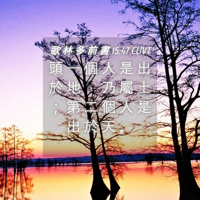 Picture 04 - 歌 林 多 前 書 15:47 CUVT - 頭 一 個 人 是 出 於 地 ， 乃 屬 土 - Bible Verse Picture