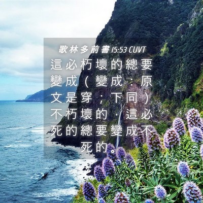 Picture 04 - 歌 林 多 前 書 15:53 CUVT - 這 必 朽 壞 的 總 要 變 成 （ 變 成 - Bible Verse Picture