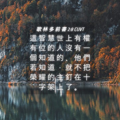 Picture 04 - 歌 林 多 前 書 2:8 CUVT - 這 智 慧 世 上 有 權 有 位 的 人 沒 - Bible Verse Picture