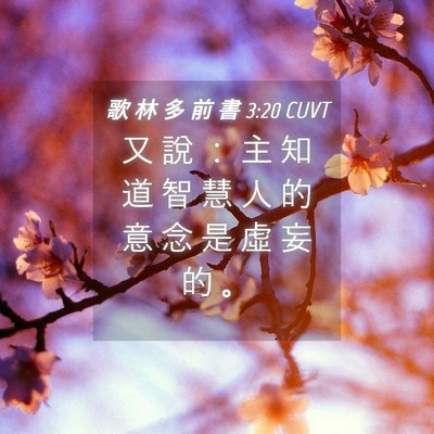 Picture 04 - 歌 林 多 前 書 3:20 CUVT - 又 說 ： 主 知 道 智 慧 人 的 意 念 - Bible Verse Picture