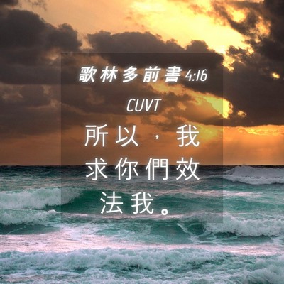 Picture 04 - 歌 林 多 前 書 4:16 CUVT - 所 以 ， 我 求 你 們 效 法 我 - Bible Verse Picture