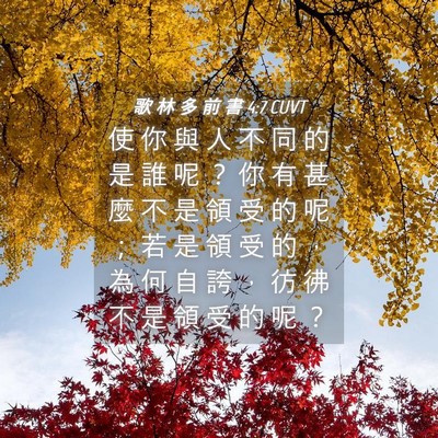 Picture 04 - 歌 林 多 前 書 4:7 CUVT - 使 你 與 人 不 同 的 是 誰 呢 ？ 你 - Bible Verse Picture