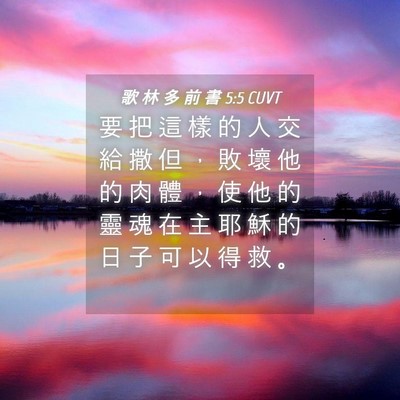 Picture 04 - 歌 林 多 前 書 5:5 CUVT - 要 把 這 樣 的 人 交 給 撒 但 ， 敗 - Bible Verse Picture