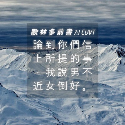 Picture 04 - 歌 林 多 前 書 7:1 CUVT - 論 到 你 們 信 上 所 提 的 事 ， 我 - Bible Verse Picture