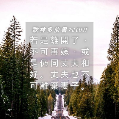 Picture 04 - 歌 林 多 前 書 7:11 CUVT - 若 是 離 開 了 ， 不 可 再 嫁 ， 或 - Bible Verse Picture