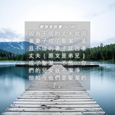 Picture 04 - 歌 林 多 前 書 7:14 CUVT - 因 為 不 信 的 丈 夫 就 因 著 妻 子 - Bible Verse Picture