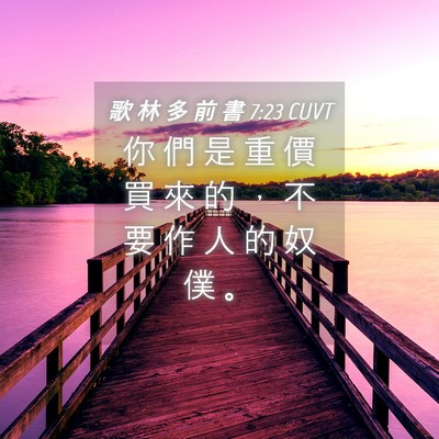 Picture 04 - 歌 林 多 前 書 7:23 CUVT - 你 們 是 重 價 買 來 的 ， 不 要 作 - Bible Verse Picture