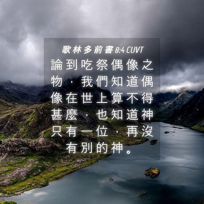 Picture 04 - 歌 林 多 前 書 8:4 CUVT - 論 到 吃 祭 偶 像 之 物 ， 我 們 知 - Bible Verse Picture