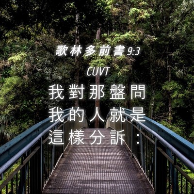 Picture 04 - 歌 林 多 前 書 9:3 CUVT - 我 對 那 盤 問 我 的 人 就 是 這 樣 - Bible Verse Picture