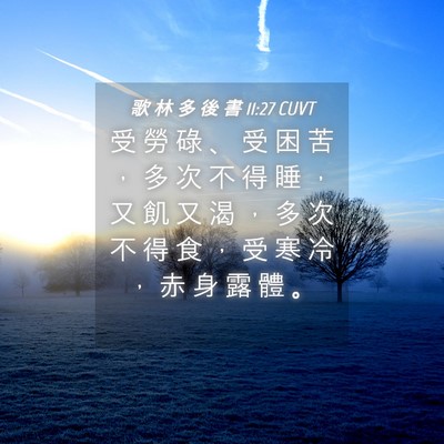 Picture 04 - 歌 林 多 後 書 11:27 CUVT - 受 勞 碌 、 受 困 苦 ， 多 次 不 得 - Bible Verse Picture