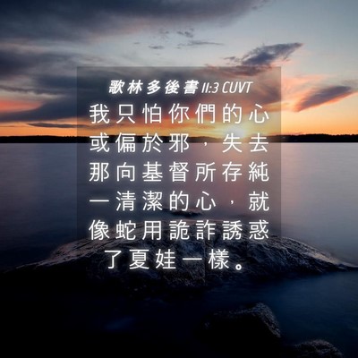 Picture 04 - 歌 林 多 後 書 11:3 CUVT - 我 只 怕 你 們 的 心 或 偏 於 邪 ， - Bible Verse Picture