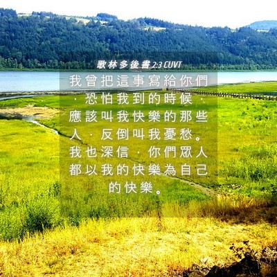 Picture 04 - 歌 林 多 後 書 2:3 CUVT - 我 曾 把 這 事 寫 給 你 們 ， 恐 怕 - Bible Verse Picture