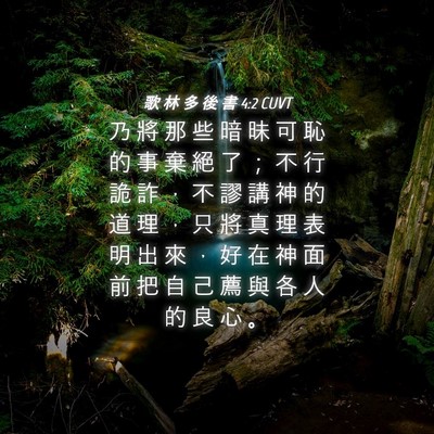Picture 04 - 歌 林 多 後 書 4:2 CUVT - 乃 將 那 些 暗 昧 可 恥 的 事 棄 絕 - Bible Verse Picture