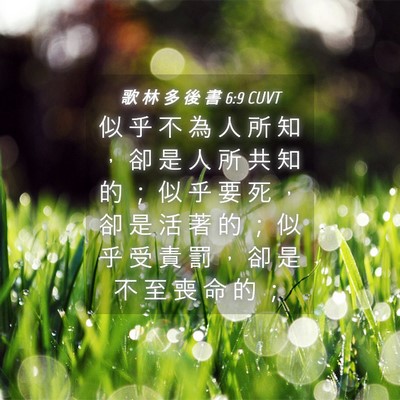 Picture 04 - 歌 林 多 後 書 6:9 CUVT - 似 乎 不 為 人 所 知 ， 卻 是 人 所 - Bible Verse Picture