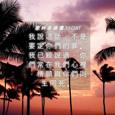 Picture 04 - 歌 林 多 後 書 7:3 CUVT - 我 說 這 話 ， 不 是 要 定 你 們 的 - Bible Verse Picture